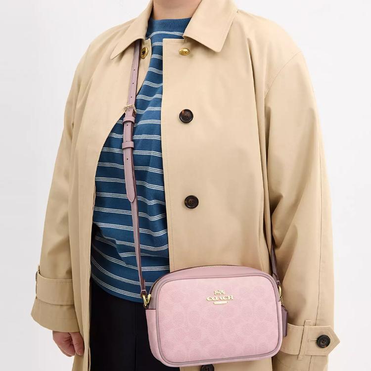 Coach Jamie 19 Brand Logo Adjustable Shoulder Strap Leather Camera Bag Women Bags Pink CY752-IMPO