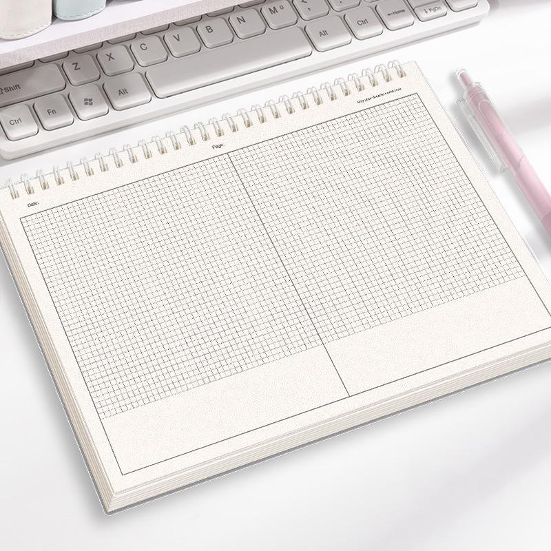 B5 Top Spiral Notebook Thickened Grid Lined Journal Student Sectioned Study Note Book for Exam Preparation