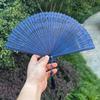 Dream Lotus Mini Japanese-Style Handheld Full Bamboo Fan Hanfu Mamian Skirt Dance Qipao Portable Folding Fan Girl Group Folding Fan