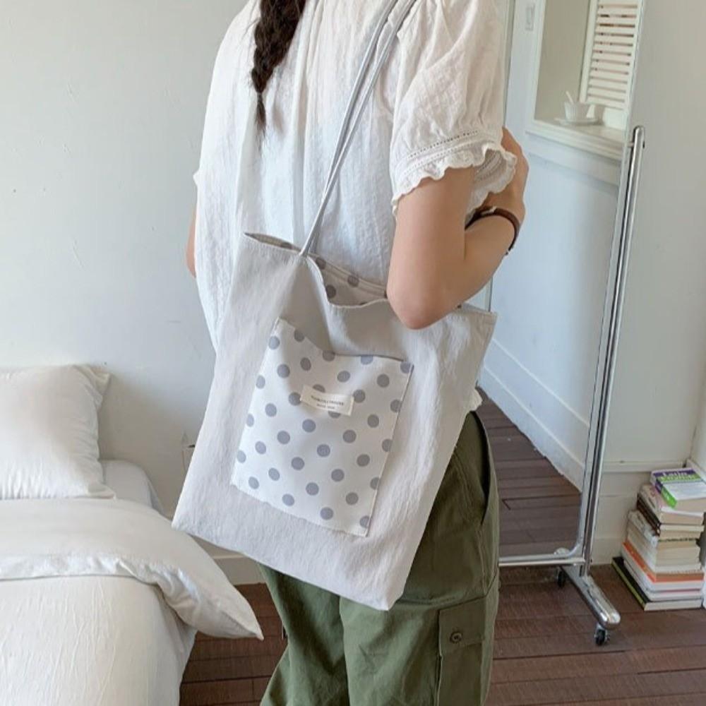 Multi-Color Polka Dot Shoulder Bag Magnetic Buckle Shopping Handbag Drawstring Tote Bag Outdoor