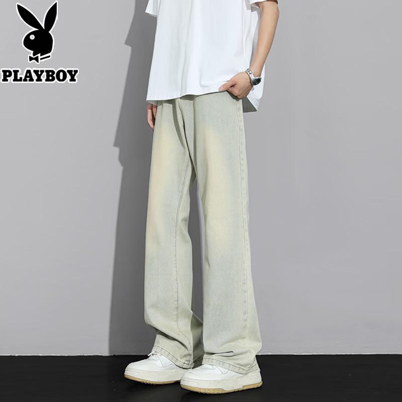 PLAYBOY Men's Loose Straight Micro-Flared Jeans