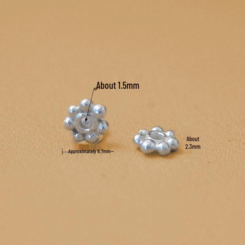 Thailand Handmade Silver Flower Spacer Beads for DIY Bracelet Jewelry Accessories