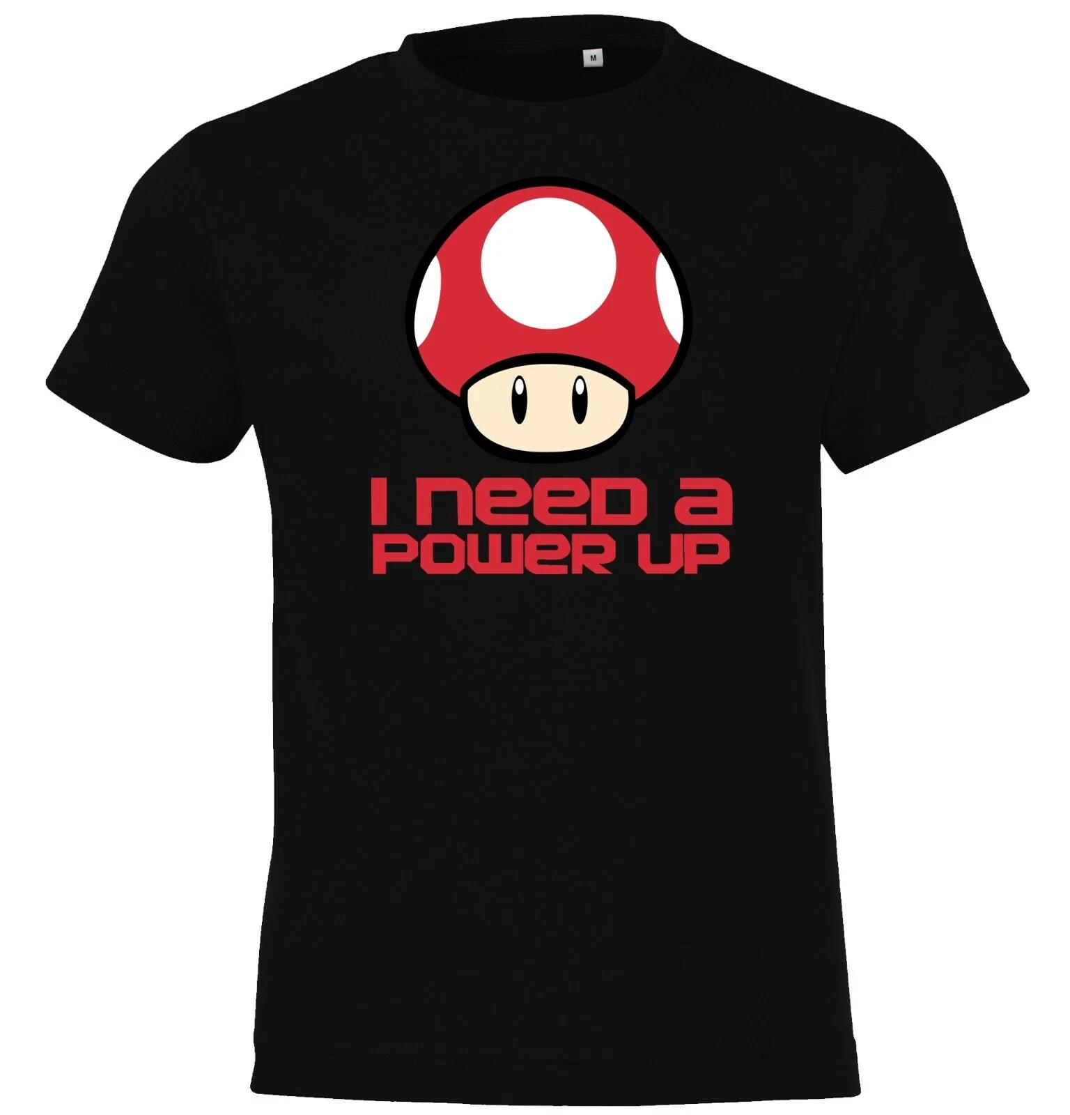 Youth Designz Kids kids boys T-Shirt I Need a Power Up Saying Print Cartoon Mushroom Mario 130