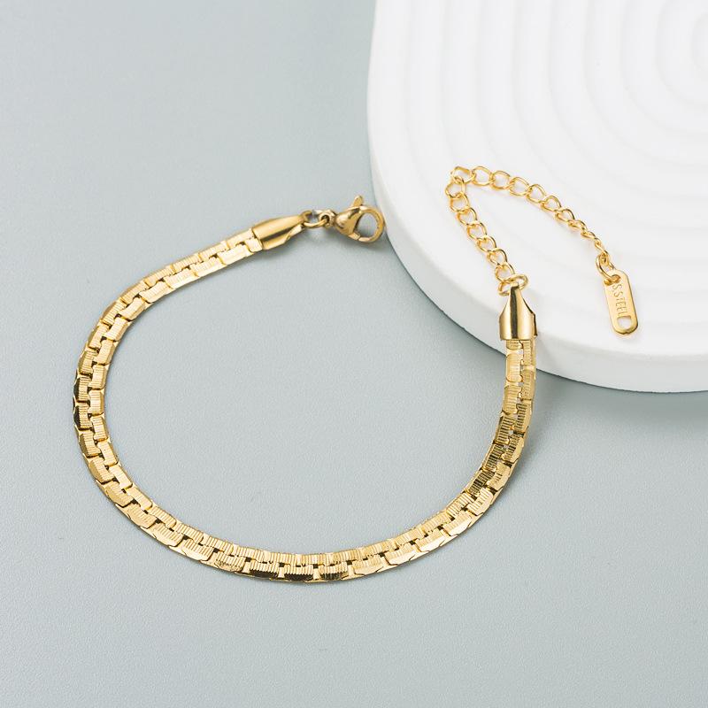 316L Stainless Steel New Fashion High  Woven Flat Chain Geometric Women's Bracelet Gift