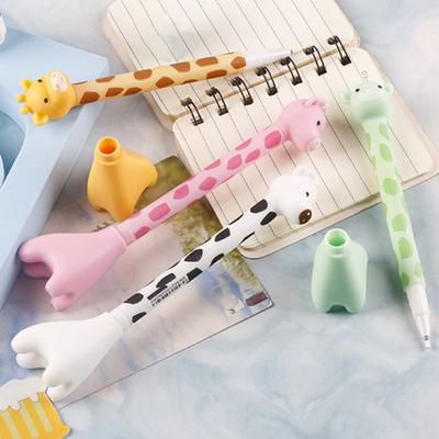 2 Stück Giraffenform Gelstift Niedlicher Cartoon-Tierstift Kreatives Sockeldesign für Schüler Party Büro