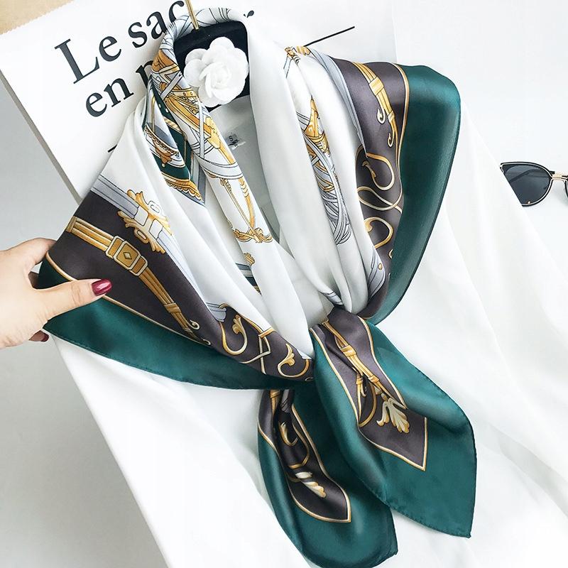 Scarf with print, women' synthetic silk, gift scarf, 70x70