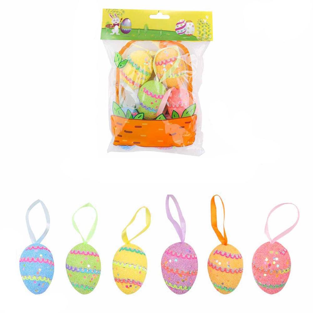 6Pcs/set Colorful Painting Easter Egg Tree Branch Foam Revival Egg Decoration  for Easter Decoration