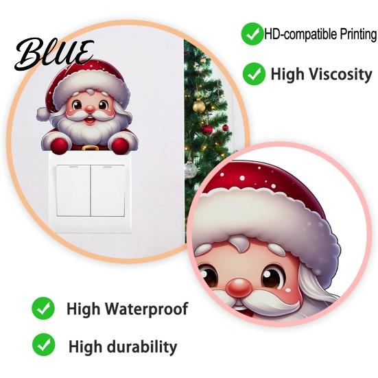 Self Adhesive Festive Wall Stickers Christmas Switch Stickers Removable Santa Claus/Puppy/Reindeer/Elf/Pickup Truck Light Cute Claus Window