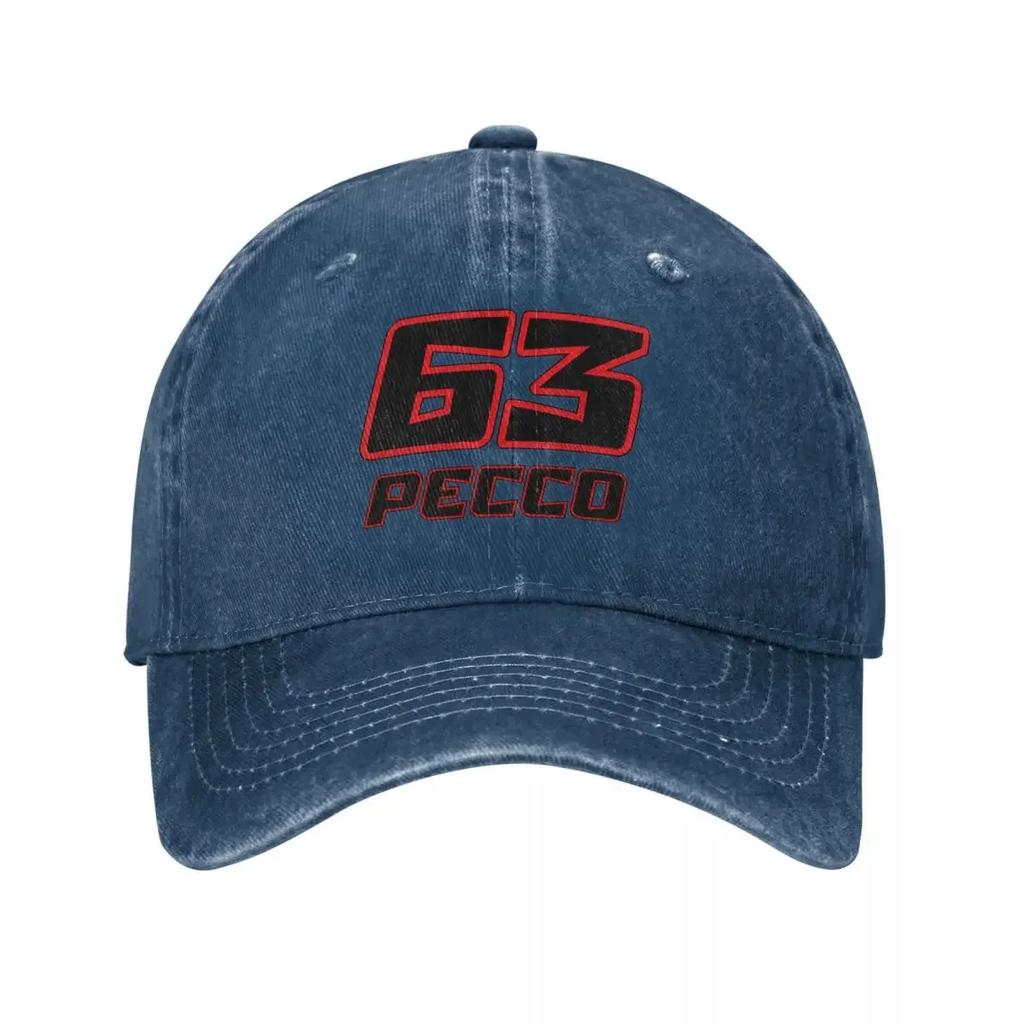Vintage Pecco Bagnaia 63 Baseballové čepice Unisex Odřená bavlna Snapback Motocyklové závody Outdoor Celoroční Cestovní Dárková kšiltovka