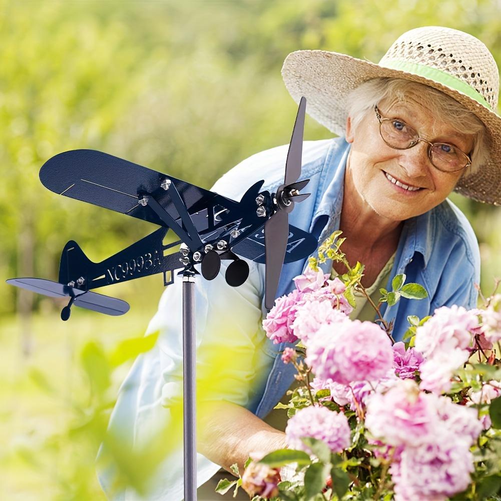 Metalen Vliegtuig Weerhaan 3D Piper J3 Cub Wind Spinner Windmolen Tuindecoratie Huis Buiten Dak Vliegtuig Indicator Windrichting P1C8