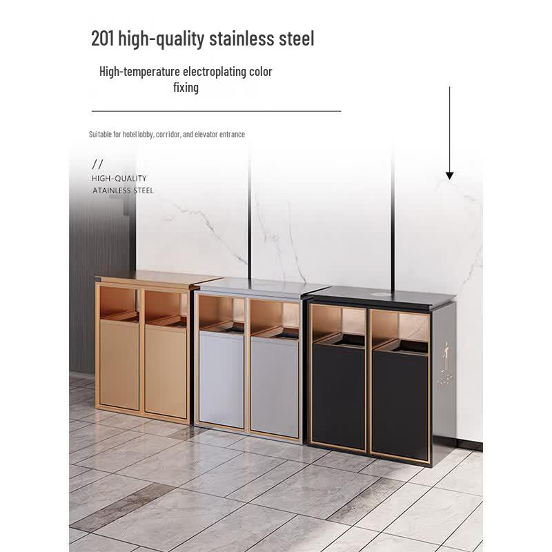 HNYH Large Stainless Steel Hotel Trash Can with Ashtray