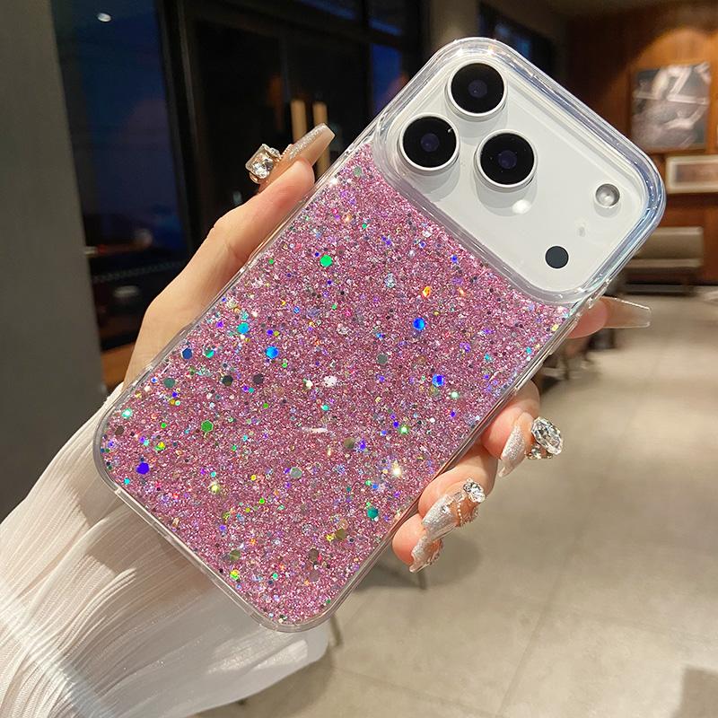 Luxury Glitter Sequins Clear Phone Case for IPhone 17 Air 16 15 14 13 12 Pro Max Transparent Epoxy Silicone Back Cover Capa
