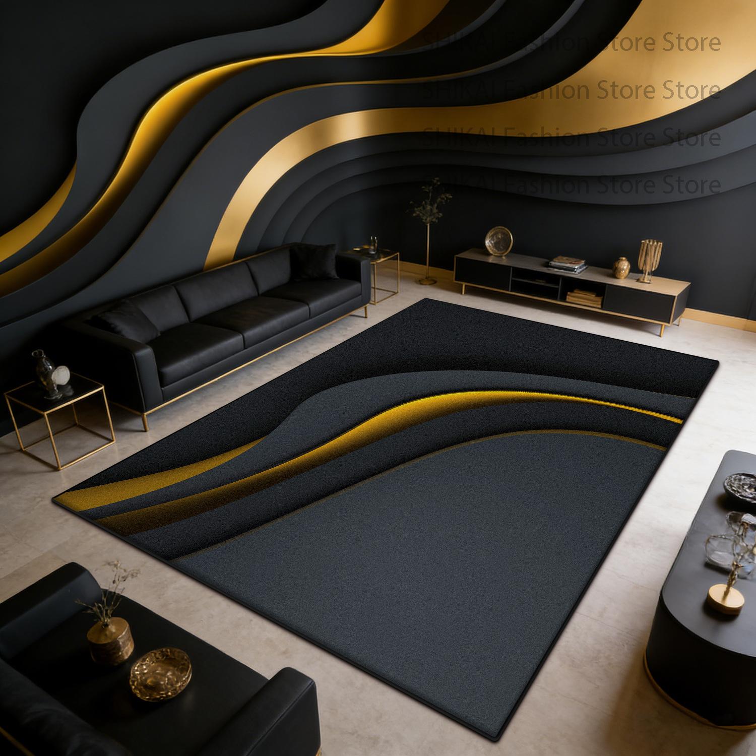 

Modern Minimalist Curve Style Rug for Living Room Easy Clean Fluffy Luxury Big Size Carpet Decoration Home Non-slip Floor Mats 60x90cm