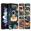 Cartoon Cute Cosmonaut Hard PC Phone Case For Samsung Galaxy Z Flip 7 6 5 4 Black Cover For Galaxy Z Flip3 Foldable Fundas Shell