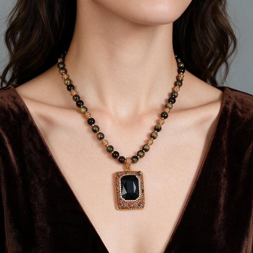 Natural Sultan Stone Color-Changing Long Necklace - Vintage European and American Style Crystals