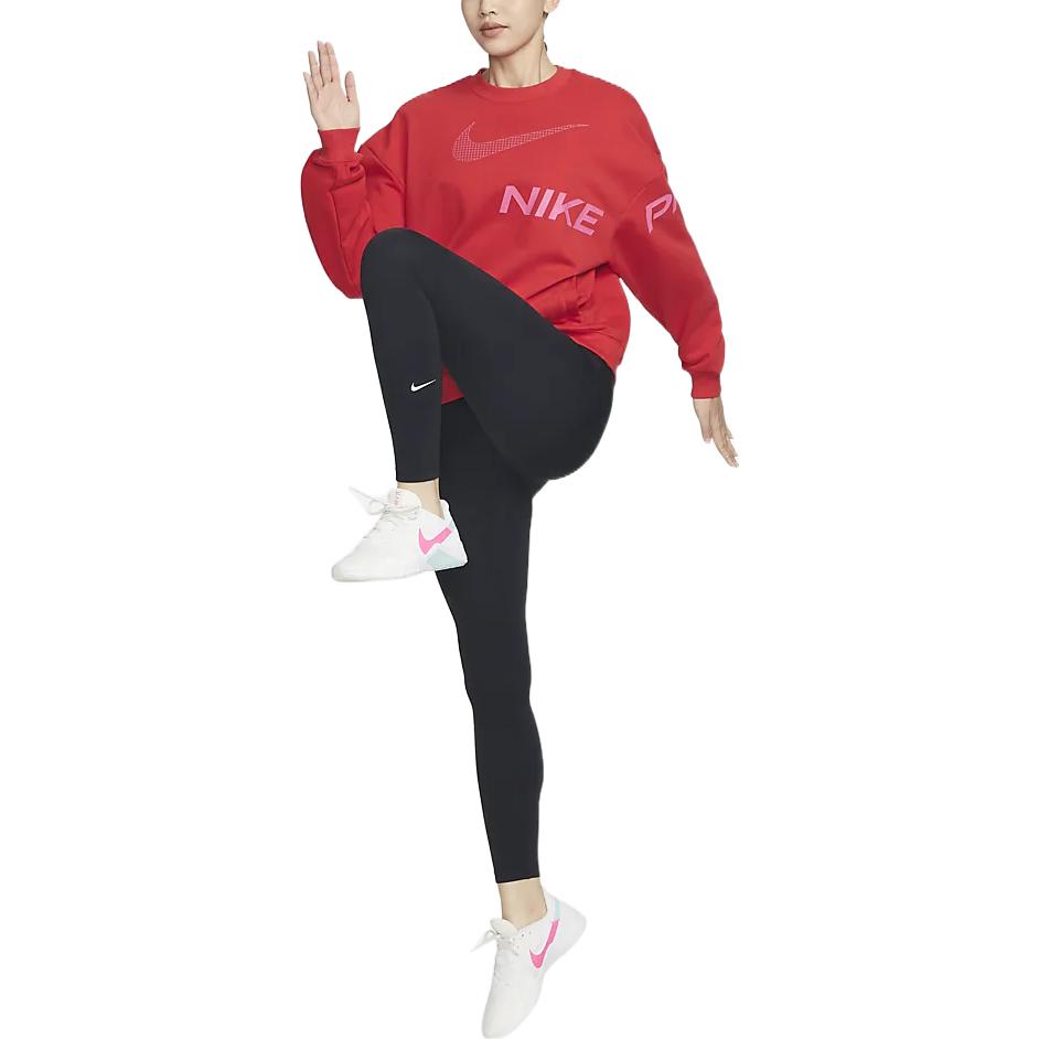 Nike Letter Logo Print Fleece Crew Neck Sweatshirt Women tops University-Red DX0075-657