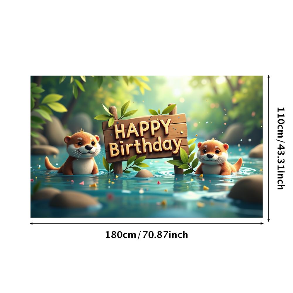 

Colorful Happy birthday banner Vibrant Jungle Otter Celebration decoration Lightweight Jungle backdrop for Birthday celebration