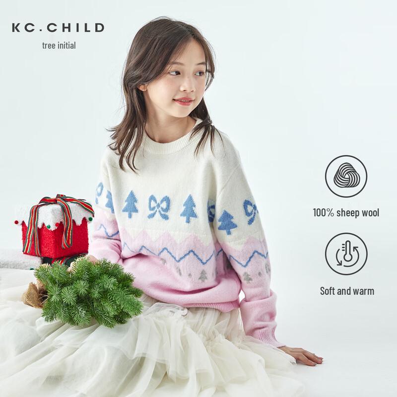 KeChu Girls Fair Isle Pure Merino Wool Sweater 120