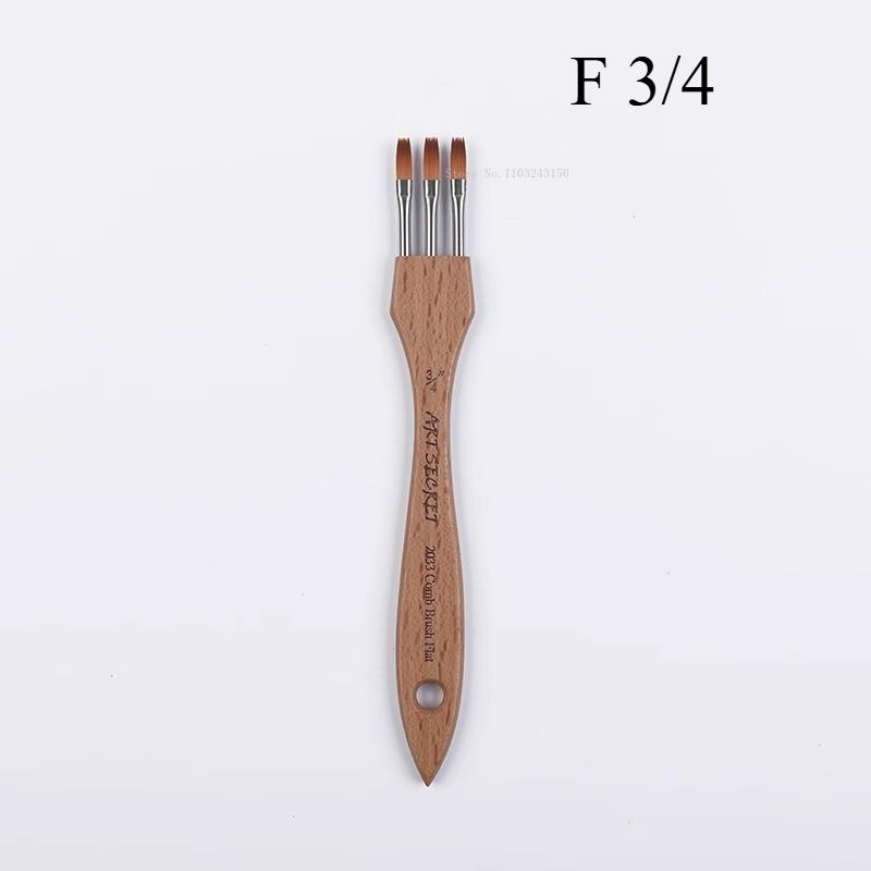 

3pcs Multi-toothed Nylon Wool Flat/pointed-head Painting Brush Art Set Supplies Watercolor/ Acrylic Painting Creation Brushes