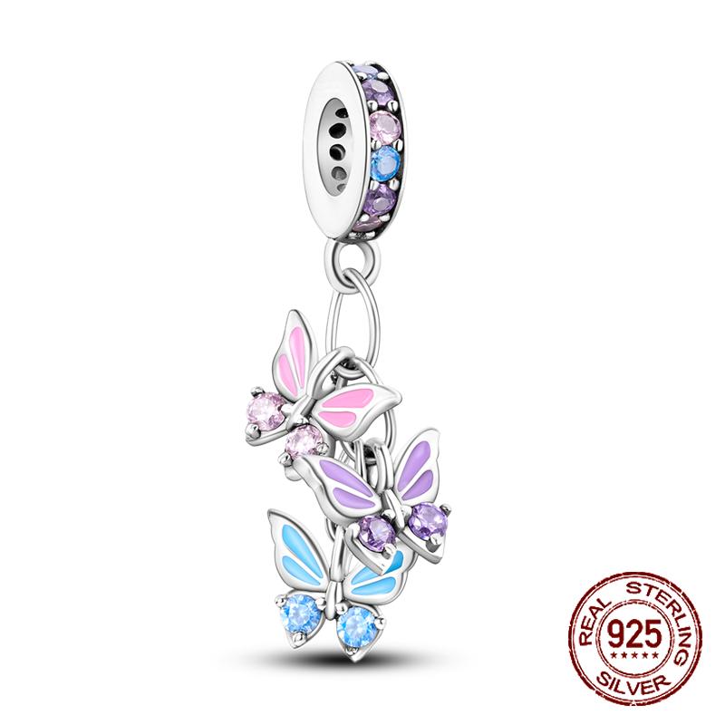 Copper Metal Fantasy Flying Dragon Mysterious Butterfly purple Charm Bead Components Pendant Bead Components Compatible With 4MM hole diamete