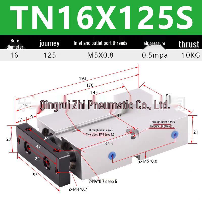 Double Shaft Pneumatic Cylinder with Dual Piston Rods TN10-40