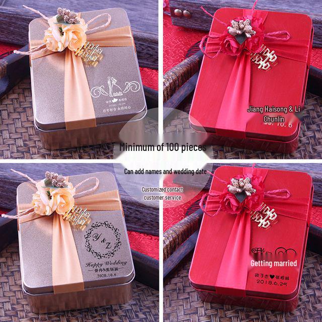 Customizable Rectangular Wedding Candy and Cigarette Tin Gift Box Set