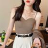 Ice silk beauty back underwear fixed integrated cup with chest pad with small suspender adjustable shoulder strap girl tube top tube top type