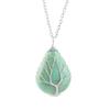 Handmade Copper Wire Winding Water Drop Tree Of Life Color Changing Corrugated Resin Necklace N516