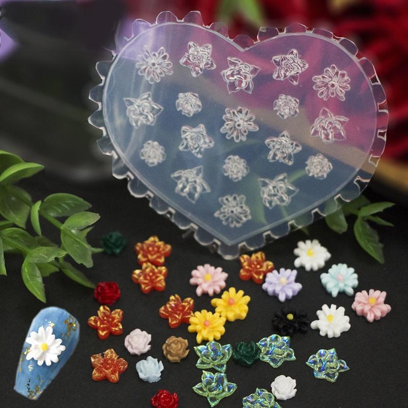 3D Nail Art Mold Silicone Nail Art Cabochon Decortive Mold Nail Art Making Tools Silicone Carved Mold Template Moulds