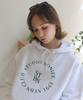 [Fleece Lined Selection] Circle Round Typo Graphic Logo Graphic Over Hoodie White