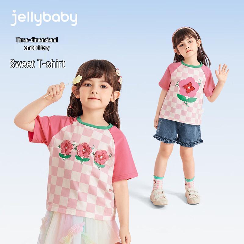 JELLYBABY Girls  Floral Short Sleeve T-Shirt 130