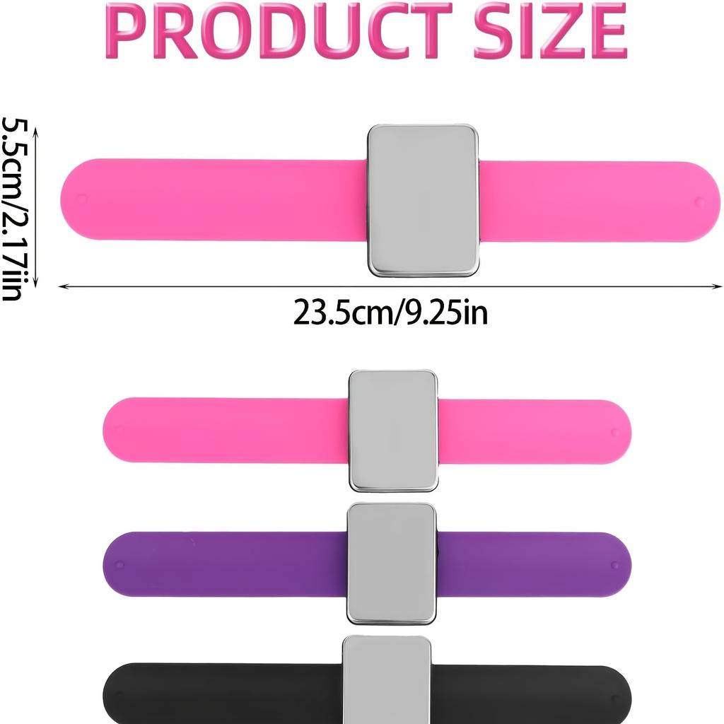 1pc Magnetic Pin Cushion Wristband, 3 Colors Wrist Sewing Pincushion Strap, Magnetic Pin Holder Wristband for Sewing Accessory Braiding Hair Styling