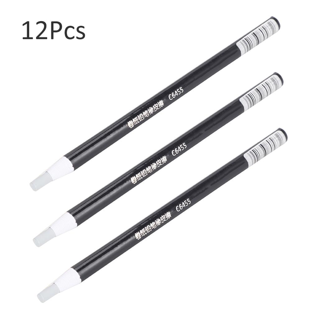 12Pcs Paper‑Wrapped Eraser Highlight Soft Cable Design Non Sharpening Sketching Art Supply