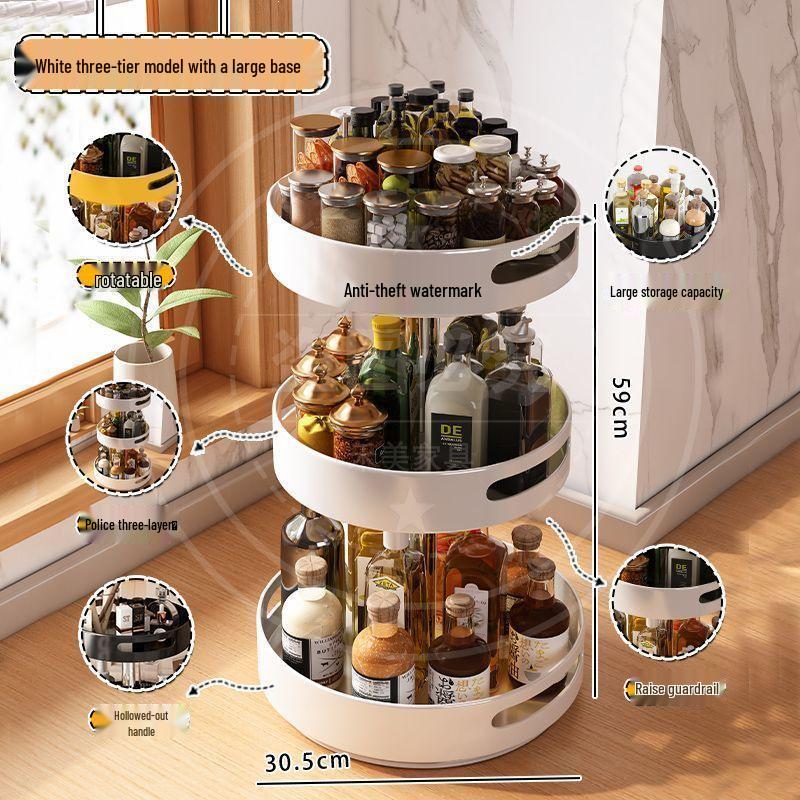Multi-Layer Rotating Kitchen Seasoning Rack for Countertop Bottle and Jar Storage