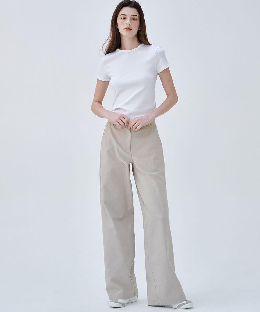 MALOUPE 2171 Stretch Lightweight Wide Pants (Beige)
