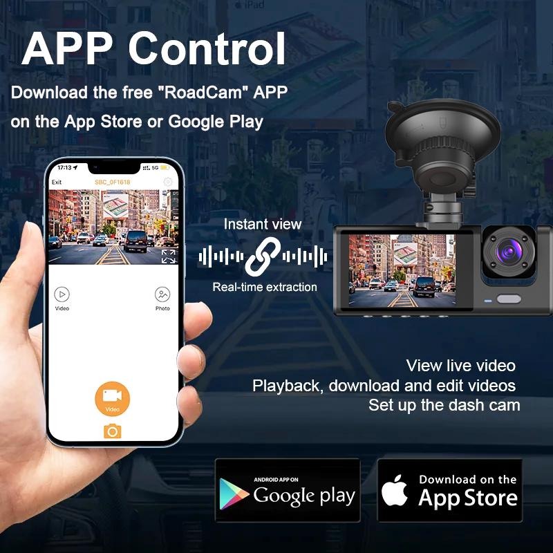 3 Channel Dash Cam for Cars WIFI Car Dvr 1080P Video Recorder  Rear View Camera for Vehicle Black Box Car accessory