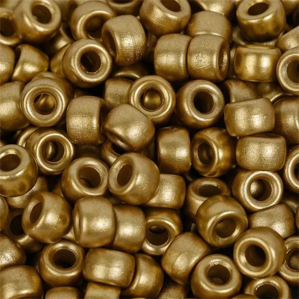 100pcs/set Big Hole Beads Dirty Braid Decorative Beads Multi-Colored Bulk Rainbow Hair Rings DIY