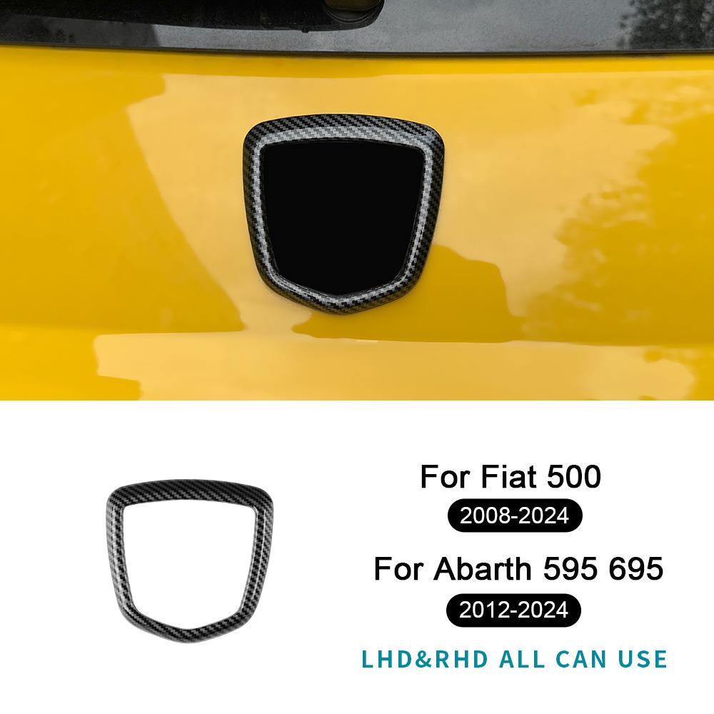 ABS Carbon Fiber Style Pattern for Abarth 595 695 2012 2013 2014 2015 2016 2017 2018-2024 Fiat 2008-2024 Car Badge Frame Cover