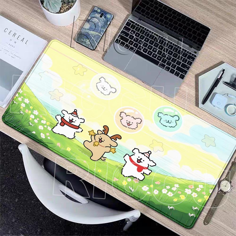 Kawaii Vonal Kutyás Egérpad Nagy Játékos PC Számítógép Játékos Billentyűzet Zárt Szélű Szőnyegek Puha Gumi Szőnyegek Csúszásmentes Szőnyeg Ingyenes Szállítás