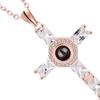 Cross Necklace Shiny Novelty Design Alloy Cross 100 Languages I Love You Projection Necklaces for Daily Dress