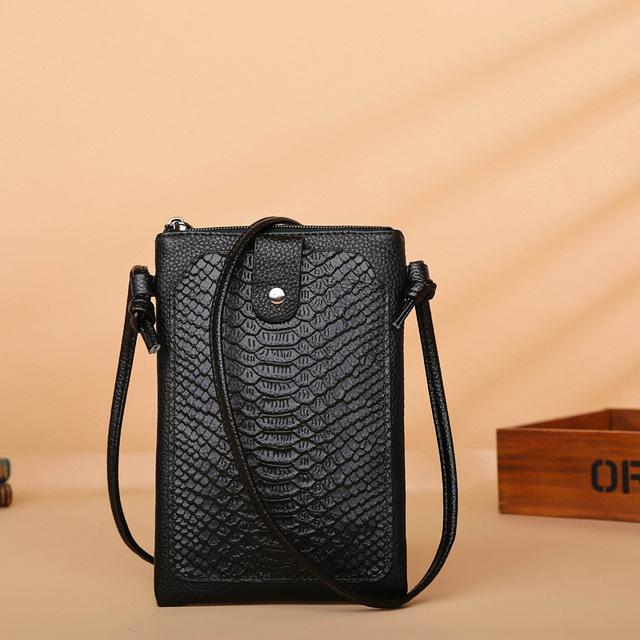 

Women Purses Crocodile Pattern Genuine Leather Shoulder Strap Bag Mobile Phone Big Card Holders Wallet Handbag Pockets