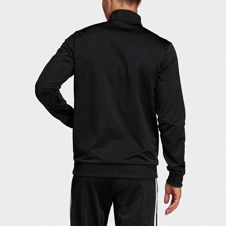 Adidas Essentials 3-Stripes Tricot Regular Fit Full Zip Track Jacket Men Black White DQ3070