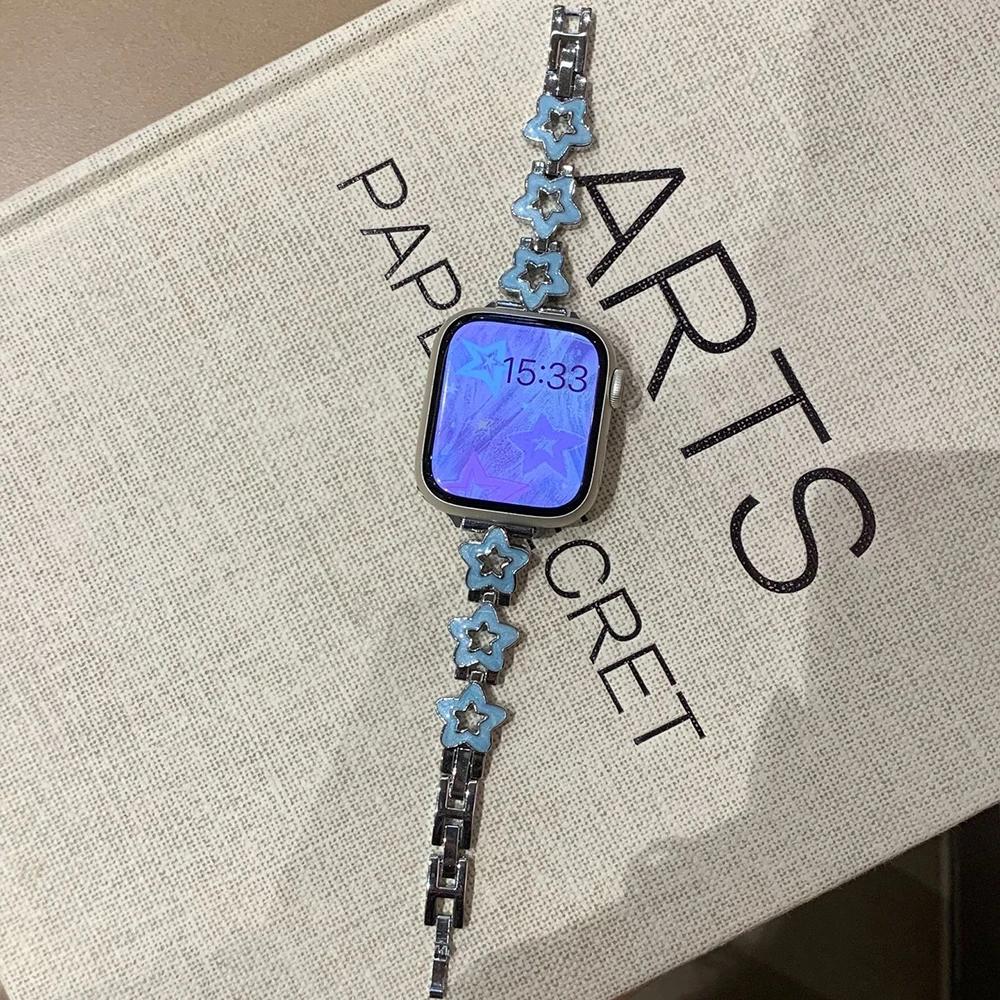 Luxury Stainless Steel Band for Apple Watch Ultra 49mm 10 46mm 42 Chain Bracelet for IWatch 9 8 7 6 SE 45mm 41 40 44 Women Strap