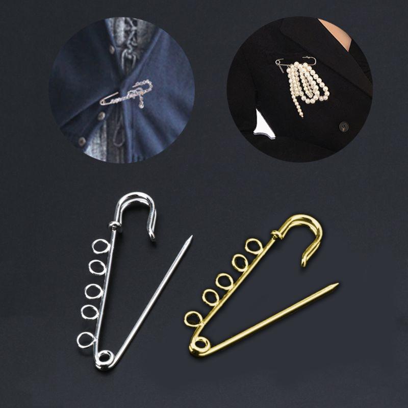 10x Metal Kilt Pin Brooch Clasp 5 Holes Safety Pins Brooch Findings for Arts Sewing Crafts 5x1.5cm Fashion Jewelry Gold