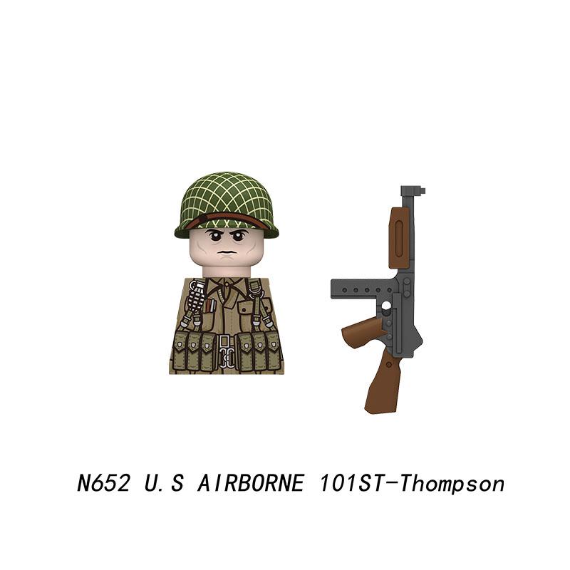 Military Soldier Figure Building Blocks British US French Army Weapons 101 Airborne Division Officer Infantry M1 Toys Gifts D126
