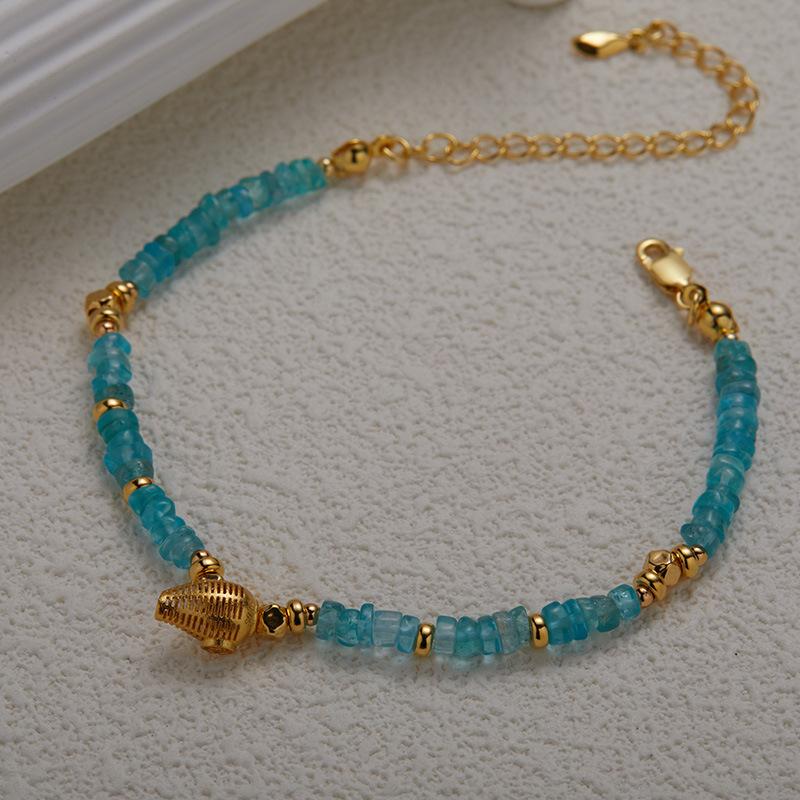 

Original Design S925 Sterling Silver Natural Apatite Colored Treasure Necklace Women S Trend Handmade Beaded Silver Temperament Collarbone Chain