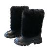 Kinder Übergröße Freizeit Stiefel aus Leder mit warmem Futter und runder Spitze
