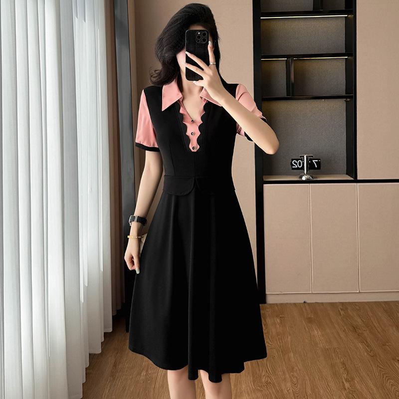 Color-Block Chic Plus Size Two-Piece Look Dress - Short Sleeve Summer Fashion for Women