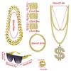 Atuendo de los 80s 90s Kit de Disfraz Hip Hop Collar Anillos Gafas de Sol Accesorios Geniales para Rapper Disfraz de Halloween Cosplay Regalos