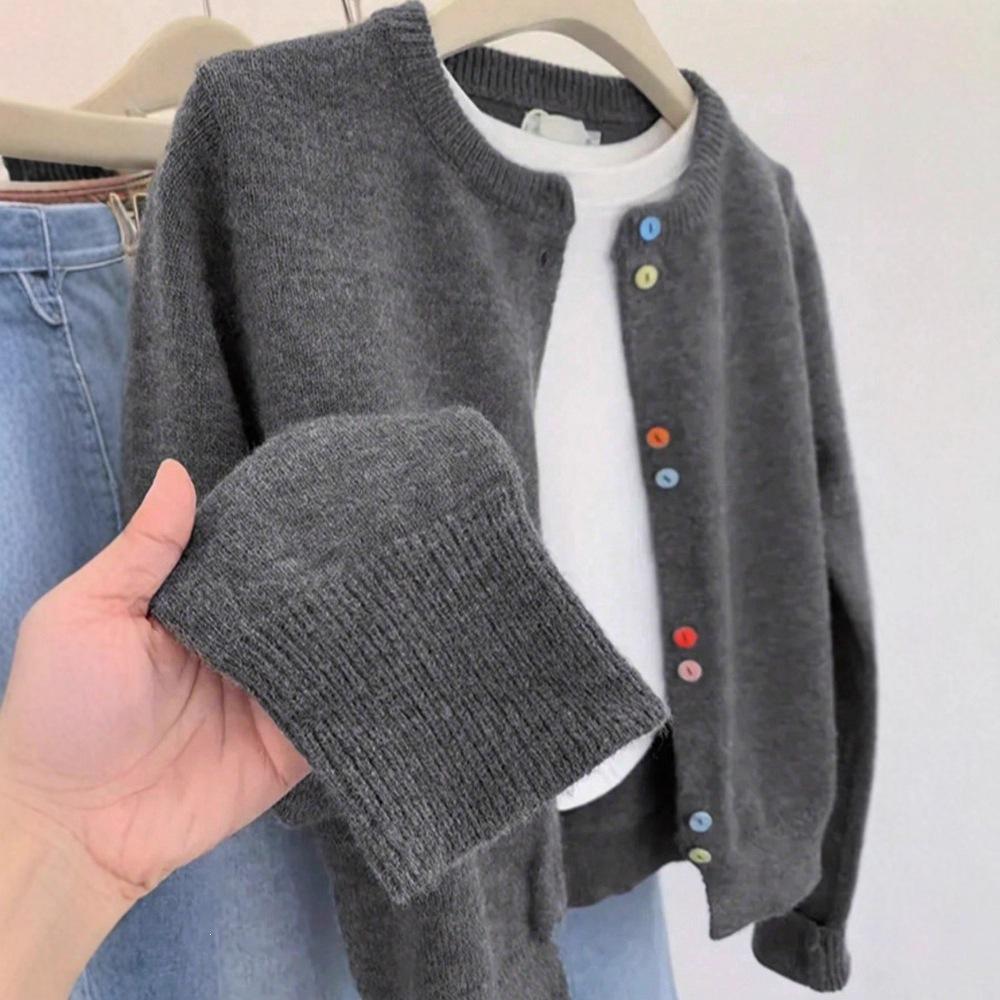 2025 Women's European & American Color Block Button Sweater